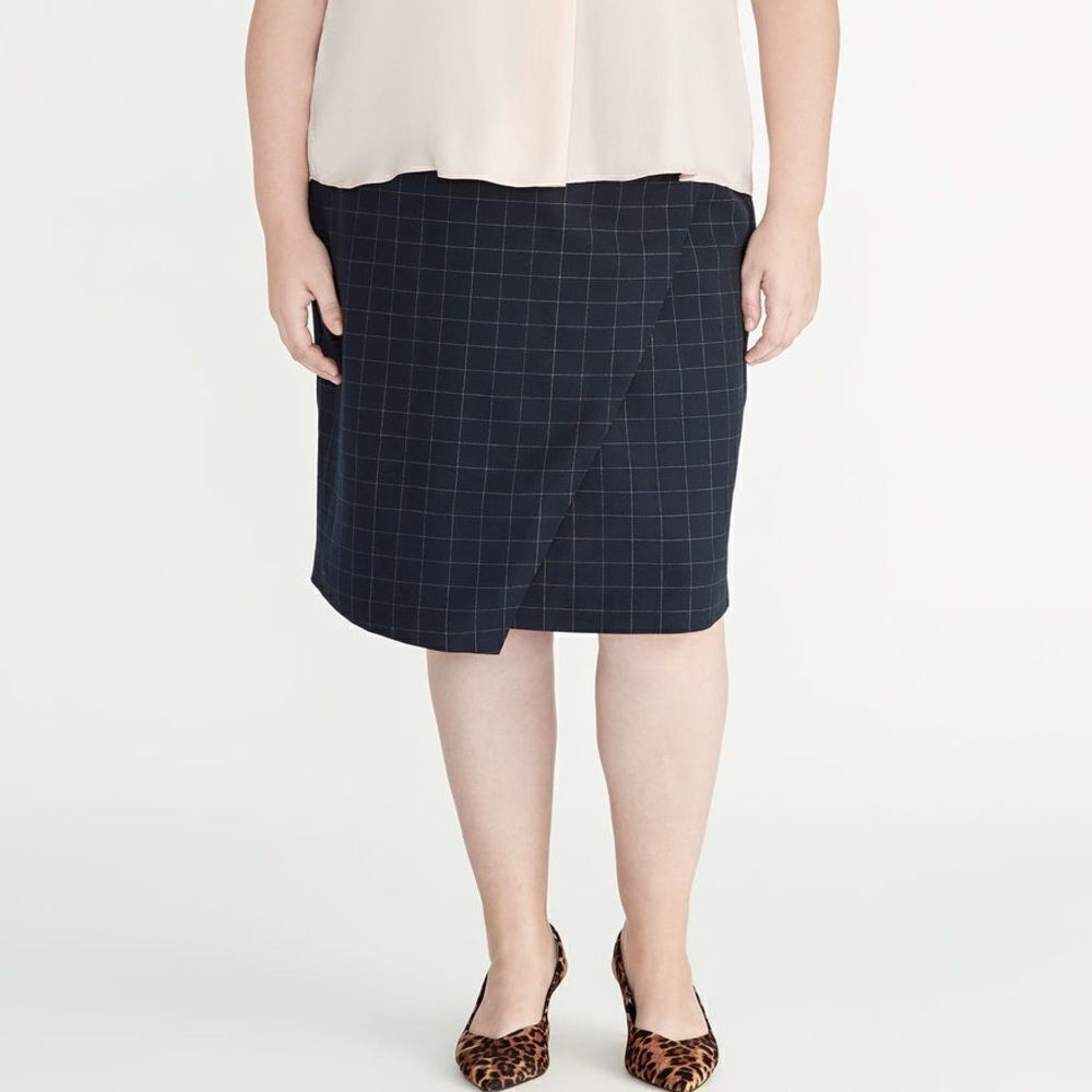 Rachel Roy Collection True Navy Checked Skirt Size 14W